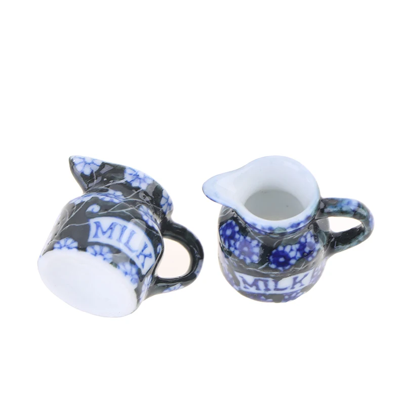 

1pc Miniature Kettle Milk Cup Tableware Doll Home Ceramic Kettle Blue And White Dollhouse Porcelain Teapot