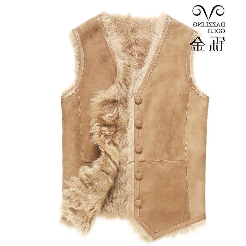 

High Quality 100% Real Sheepskin Fur Men Coat Genuine leather boy waistcoat Natural sheepskin true wool fashion waistcoat