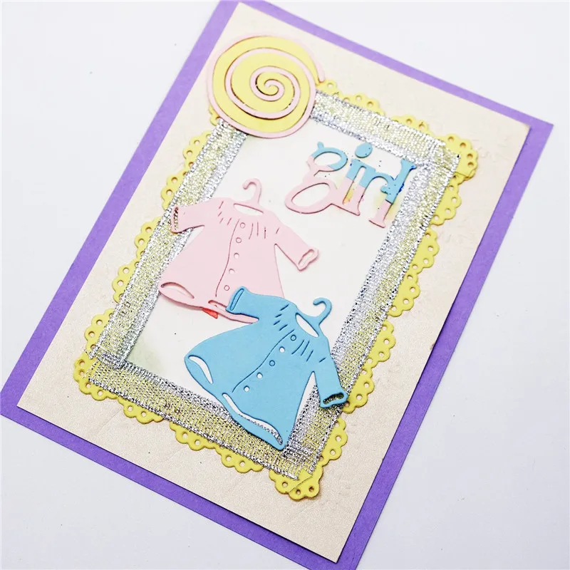 Naifumodo/Одежда для девочек со словами металлические Вырубные штампы скрапбукинга и