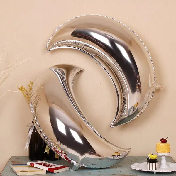 Globos de aluminio de dos lunas, letras plateadas de 16 pulgadas, tema OVNI de Robot de hombre y Luna grande para fiesta de cumplea&ntilde;os de 2 a&ntilde;os-5