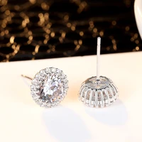 new womens round gemstones crown earrings personality micro studded zircon ear studs jewelry new year gifts