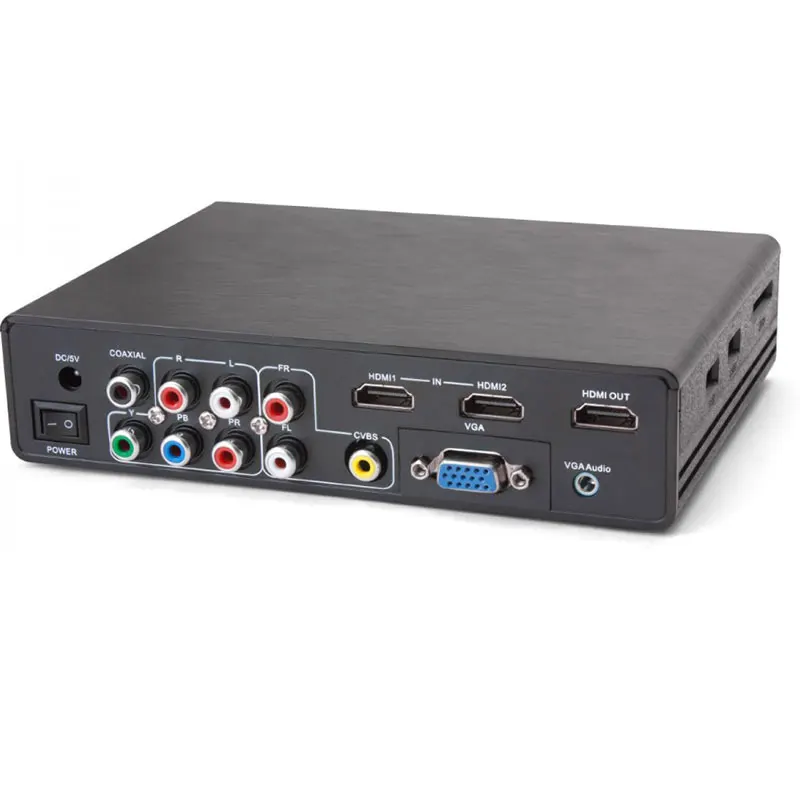 Все к HDMI 4K преобразователь скалер Переключатель RCA(CVBS)/YPbPr/VGA/HDMI коробка
