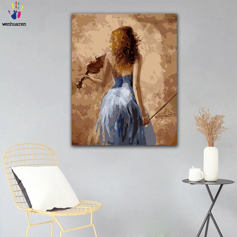 DIY картинки для раскраски по номерам с красивыми цветами вид сзади скрипки