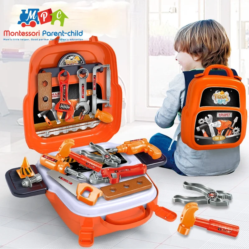 

22Pcs/set Plastic Toolbox Engineer Simulation Repair Drill Tools Bags Toys Pretend Play Early Educational Play House Kit for Boy