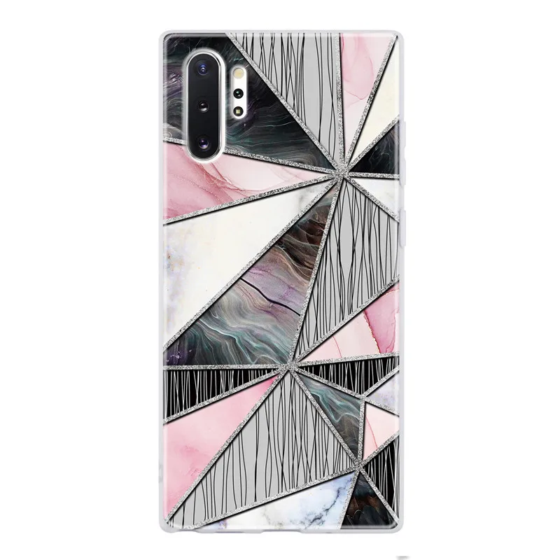 Покрытие с геометрическим рисунком Мрамор чехол для samsung Galaxy Note 10 плюс S8 S9 S10 S10E J4 J6 A6 A7 A8 A5 J3 J5 J7 Мягкий ТПУ чехол с мультипликационным рисунком - Цвет: Gray triangle