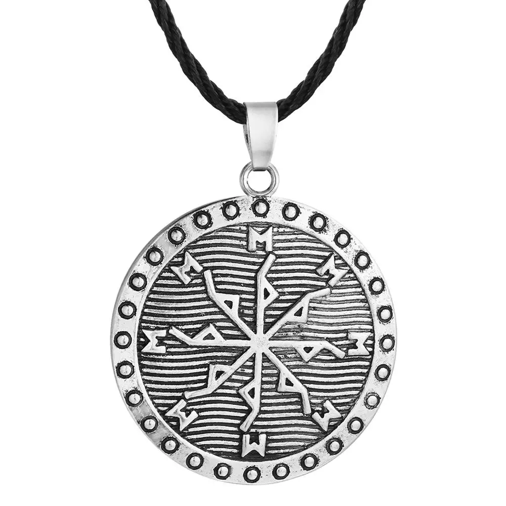 QIAMNI Gothic Norse Ancient Compass Vegvisir Vikings Amulet Runes Pendant Necklace Men Slavic Ethnic Norway Talisman Jewelry | Украшения и