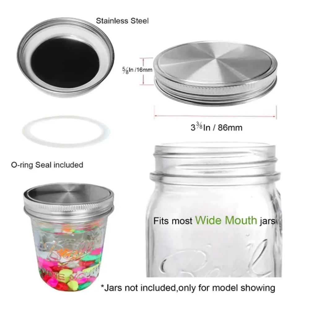 

10PCS Stainless Steel Mason Jar Sealing Lid Rooster Cup Mason Cup Leakproof Silicone Gasket Sealed Can Lid