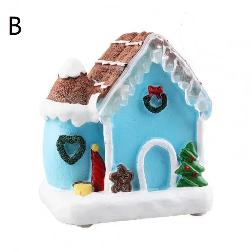 

New Mini Micro-landscape Resin Christmas Village Houses Christmas Creative LED Luminous Small House Party Home Desktop Ornament