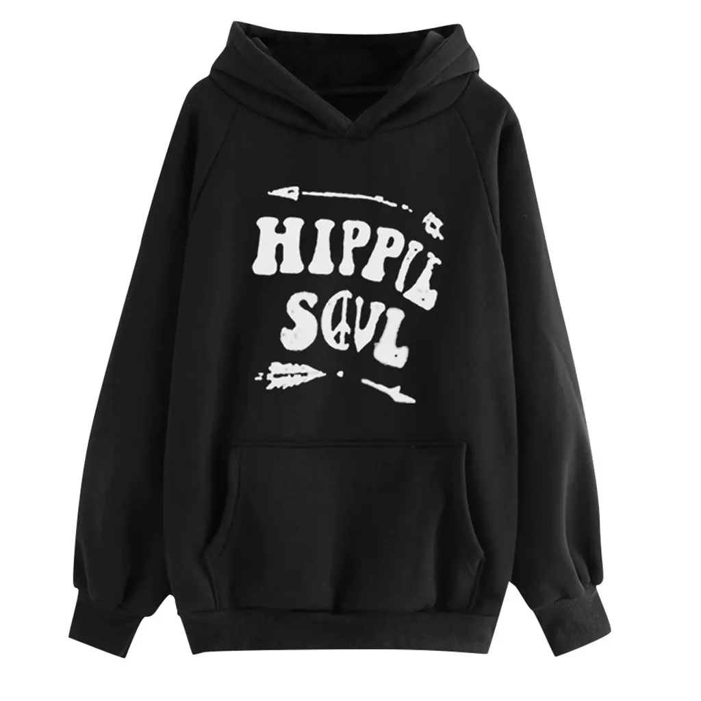 Las Mujeres Sweetshirts Letter Print Womens Casual Vintage Solid Long Sleeve Lady Irregular Pullover Tops Толстовка Женская