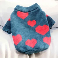 autumn and winter clothes love printing pet teddy cat bichon pomeranian vip small dog schnauzer dog clothes knitted sweater