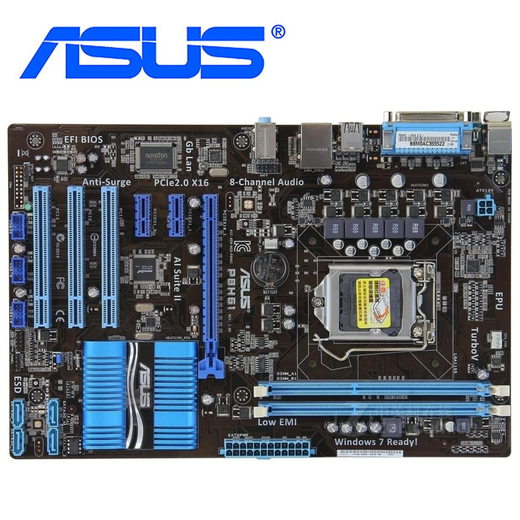 Материнская плата LGA 1155 для Intel 100% оригинальная ASUS P8H61 P8 H61 разъем uATX DDR3 16 ГБ 1333 МГц