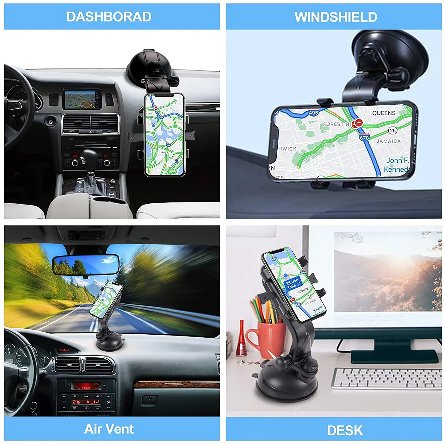 Suction Cup Phone Holder for Windshield Dashboard Suction Cup Car Phone Mount   Stand 360 Rotation Cell Phone Holder for iPhone