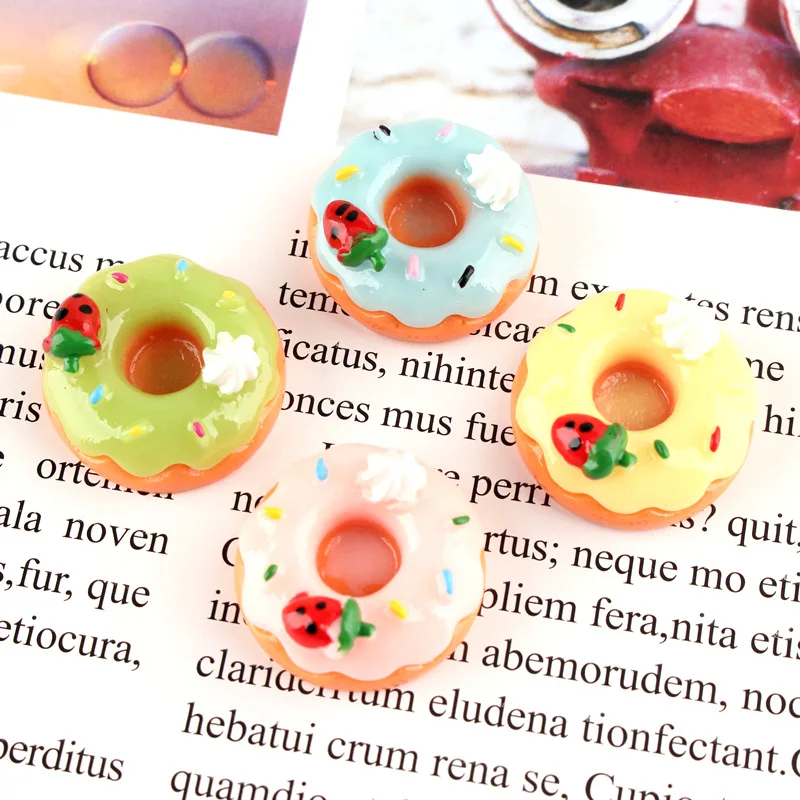 10 шт. 24 мм фрукты Клубника пончик еда Торт кабошоны орнамент аксессуары глиняные