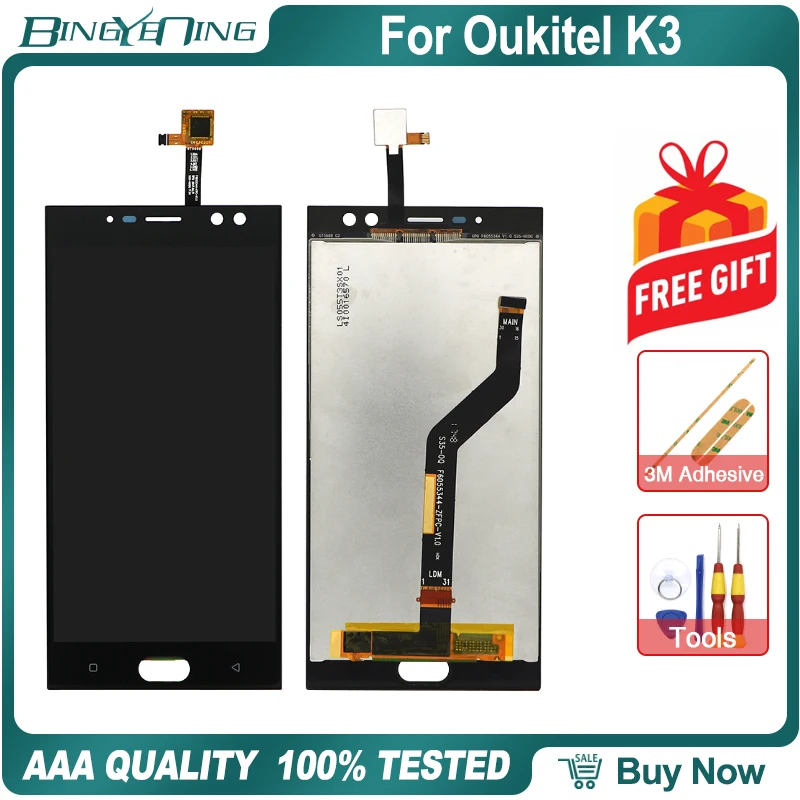 BingYeNing 5," для Oukitel K3, ЖК-дисплей и сенсорный экран, дигитайзер с рамкой, экран, аксессуары для телефонов, инструменты для замены в сборе