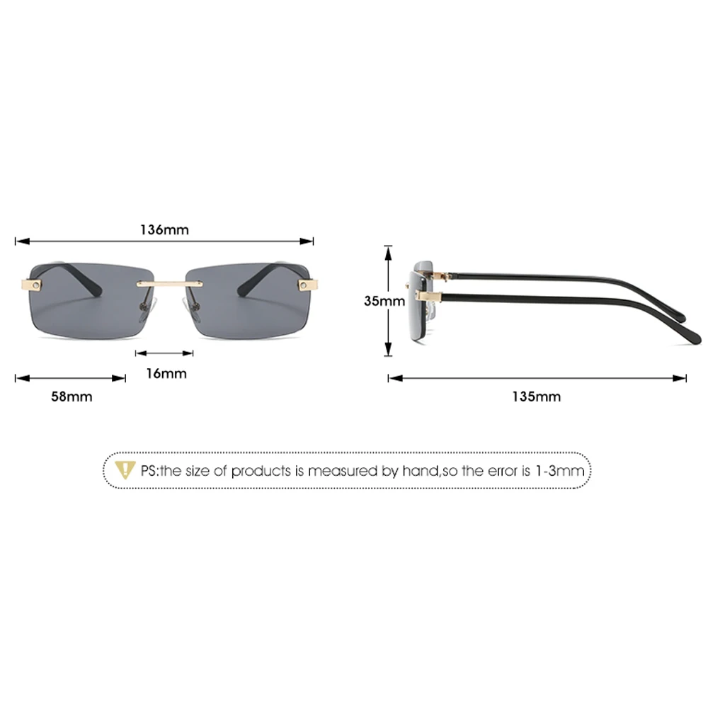 

Peekaboo square frame sunglasses men gradient lens uv400 female eyeglasses fashion PC blue brown frameless colorful 2022