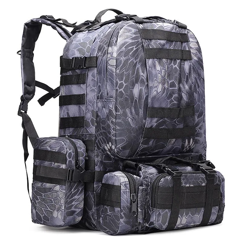 4 в 1 50 л Тактический Военный Рюкзак Molle, 600D нейлон Oudoor походный тактический рюкзак, водонепроницаемый камуфляж Альпинистский рюкзак сумки - Цвет: Snake