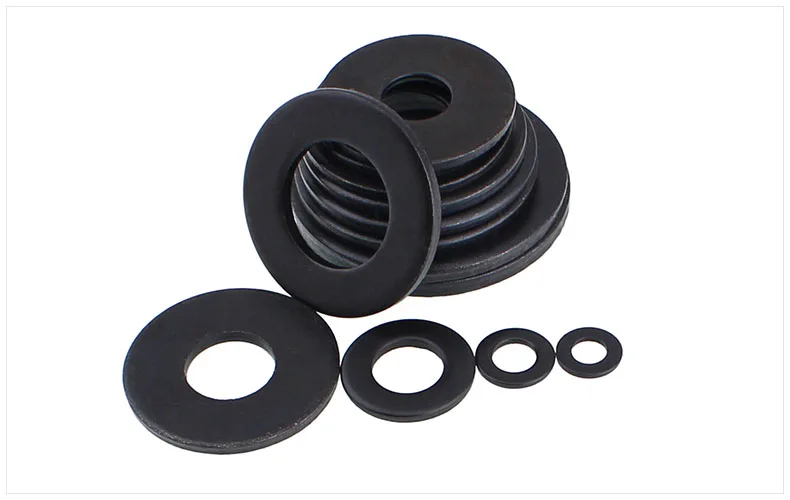 100Pcs DIN125 ISO7089 M2 M2.5 M3 M4 M5 M6 M8 Carbon Steel Flat Machine Washer Plain Black Washer Furniture Gaskets