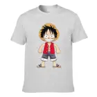 Классическая серия японских комиксов с принтом Луффи, футболка из чистого хлопка с круглым вырезом и коротким рукавом, серый топ для мужчин и женщин