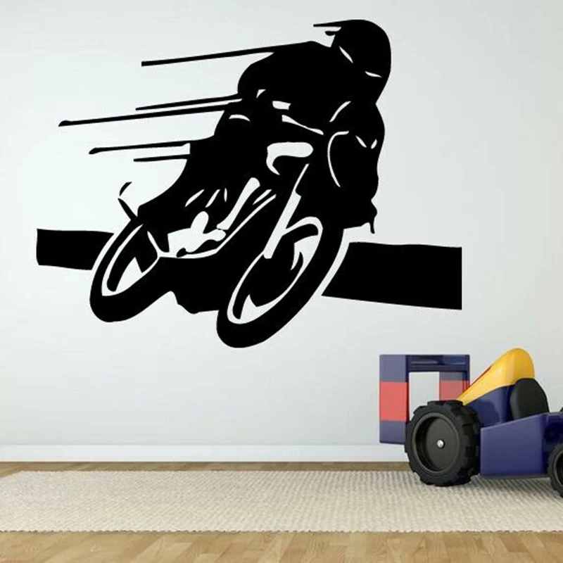 

Biker Motorcycle Wall Sticker Motorcycle driver Vehicle Race Boys Vinyl Wall Decal for Home Boys Room Decoration Poster X917