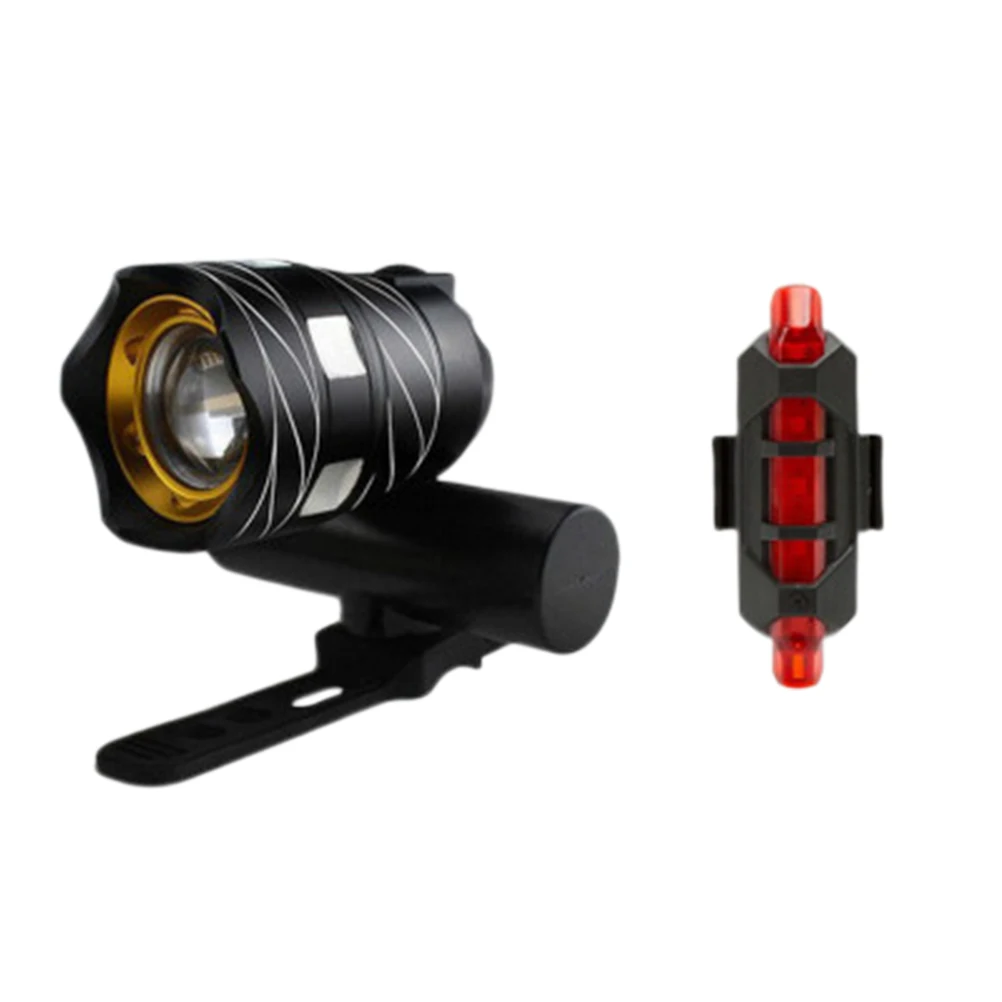 USB Rechargeable LED Mountain Bike Taillight Warning Bicycle Rear Light Night Riding Headlight and 918 Set | Спорт и развлечения
