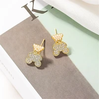 fashion sweet bear zircon earrings cute wild millet pearl bear bear earrings female small earrings ladies jewelry gifts