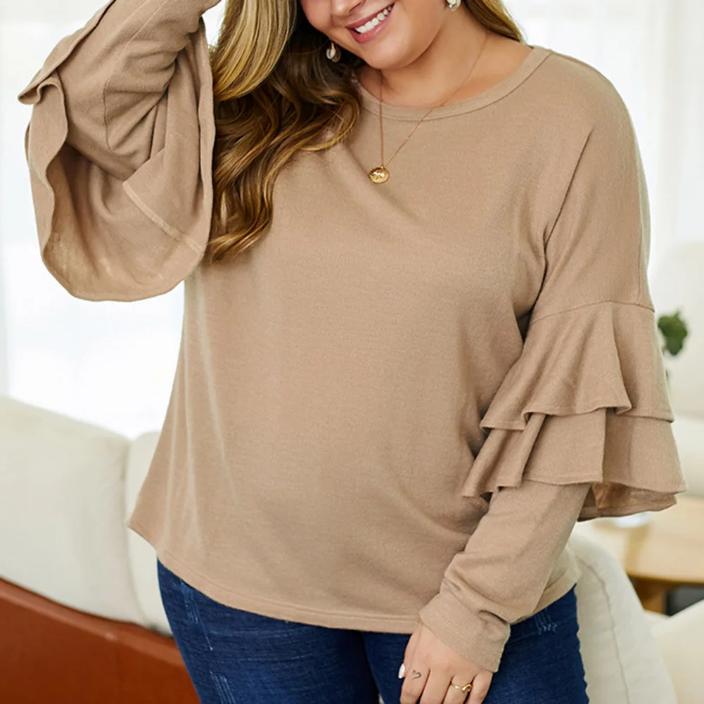 Женская толстовка с длинными рукавами Fadzeco однотонная свободная оборками