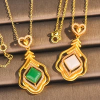 pure natural jade emerald jewelry pendant 14k gold color for women collares mujer joyas wedding bizuteria turquoise gemstones