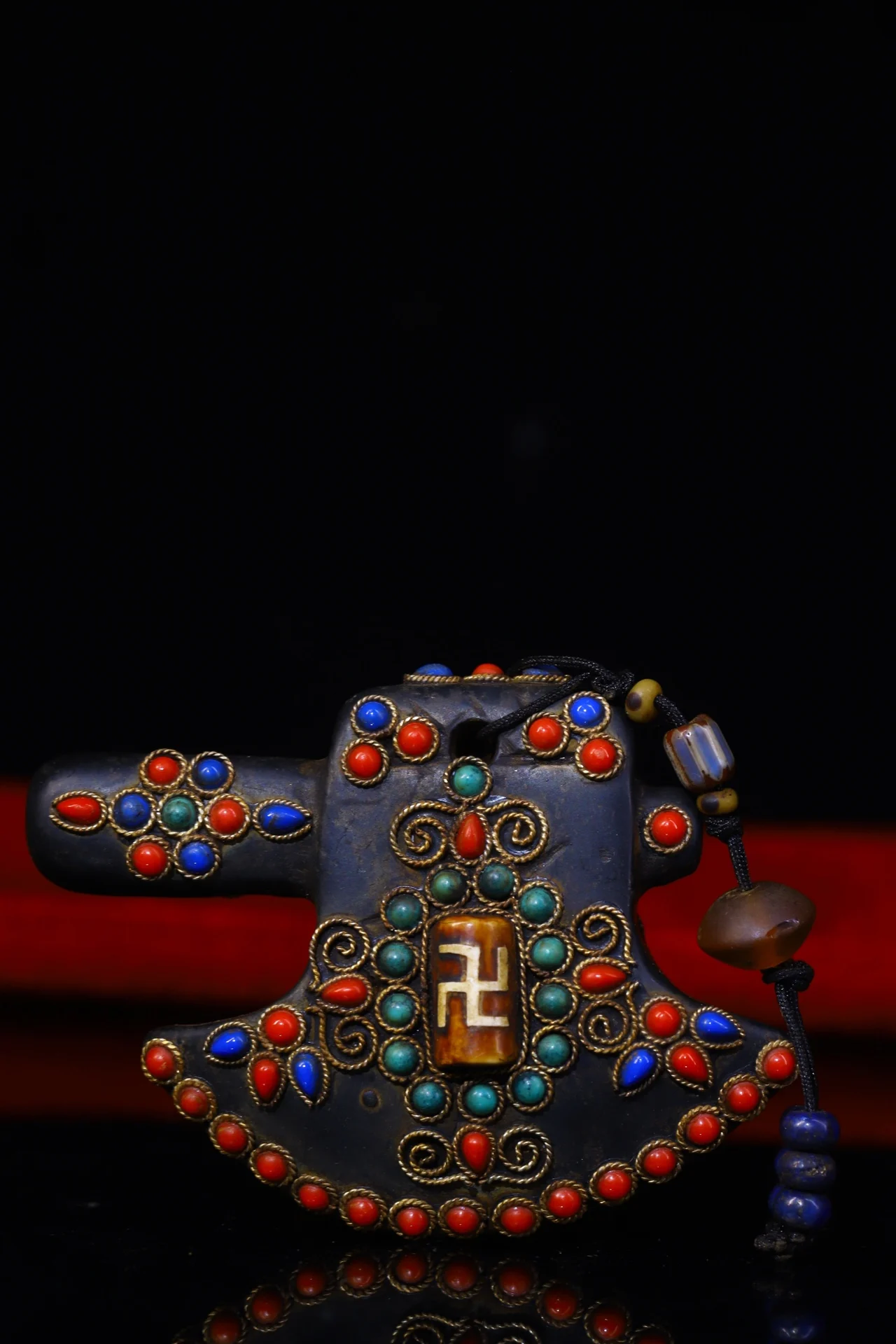 

Коллекция тибетских храмов 4 дюйма, старое натуральное Филигранное украшение из метеорита, бусины дзи, подвеска «гигантский бог солнца», ге...