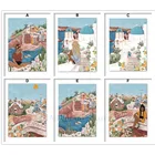 5D DIY алмазная живопись Греция Санторини море Алмазная мозаика для девочек иллюстрации Стиль Вышивка Набор для вышивания крестиком Арт Декор