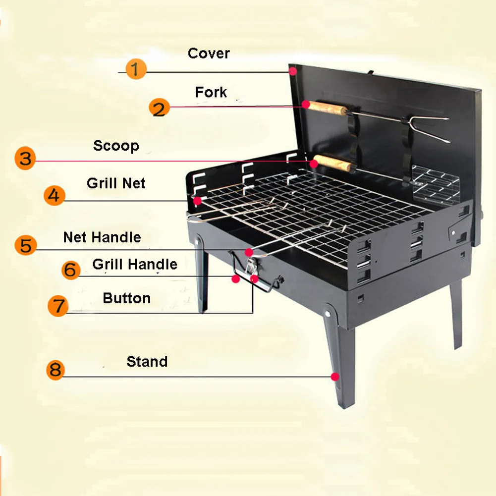 Портативный гриль для барбекю складной легкий набор инструментов на гриле