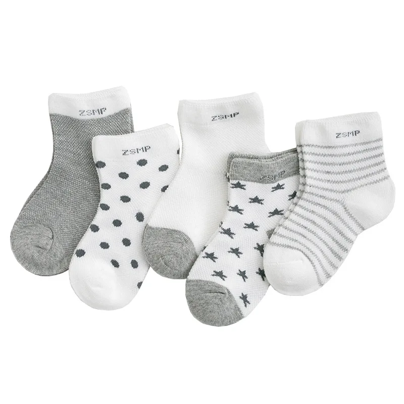 C088 Gray 5 пар/лот; сезон весна-лето; Новинка; Детские хлопковые носки Модные ультратонкие сетчатые носки для мальчиков и девочек 1-12 лет, детские носки, подарки, CN - Цвет: C088 Gray