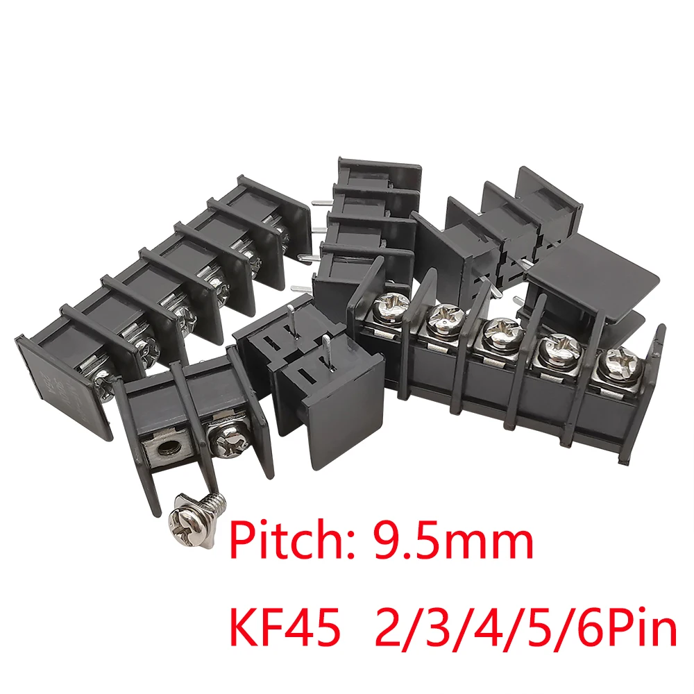 Черные клеммы KF45 9 5 мм 2/3/4/5/6 Pin PCB Винтовые блоки коннектор шаг барьерные разъемы