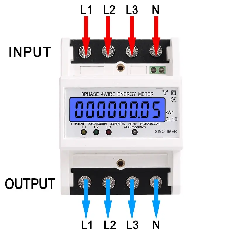 Din Rail 3 фазы 4 провода электронный счетчик Мощность потребление энергии метр