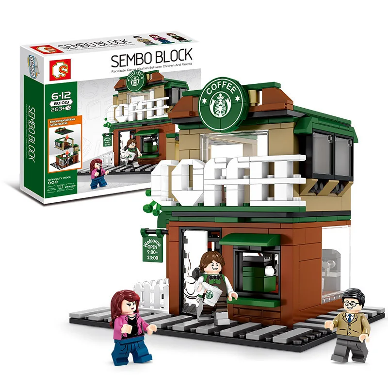 

601019 Street View Series Coffee store Set Building blocks Bricks architecture toys for children boys Birthday gifts