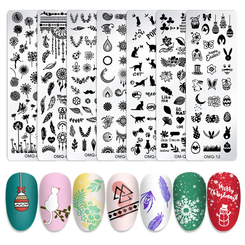 

12*4cm Nail Art Templates Stamping Plate Design Flower Animal Glass Temperature Lace Stamp Templates Plates Image Tools