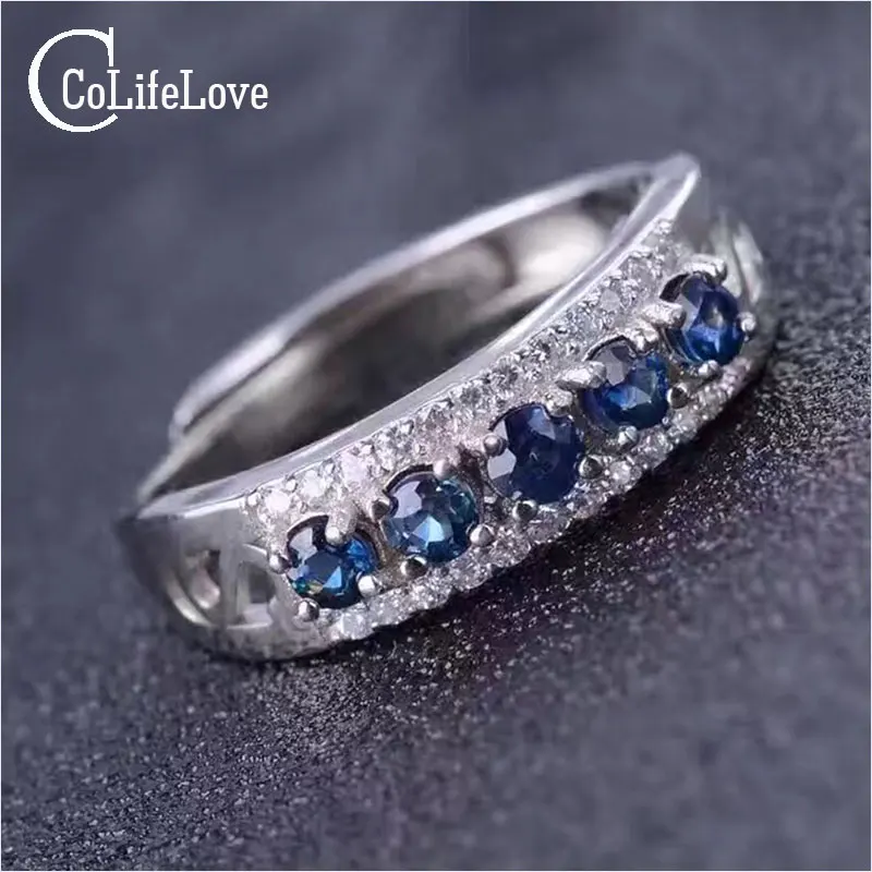 Классический сапфир предложение кольцо 6 шт 3 мм натуральный Настоящее твердое 925