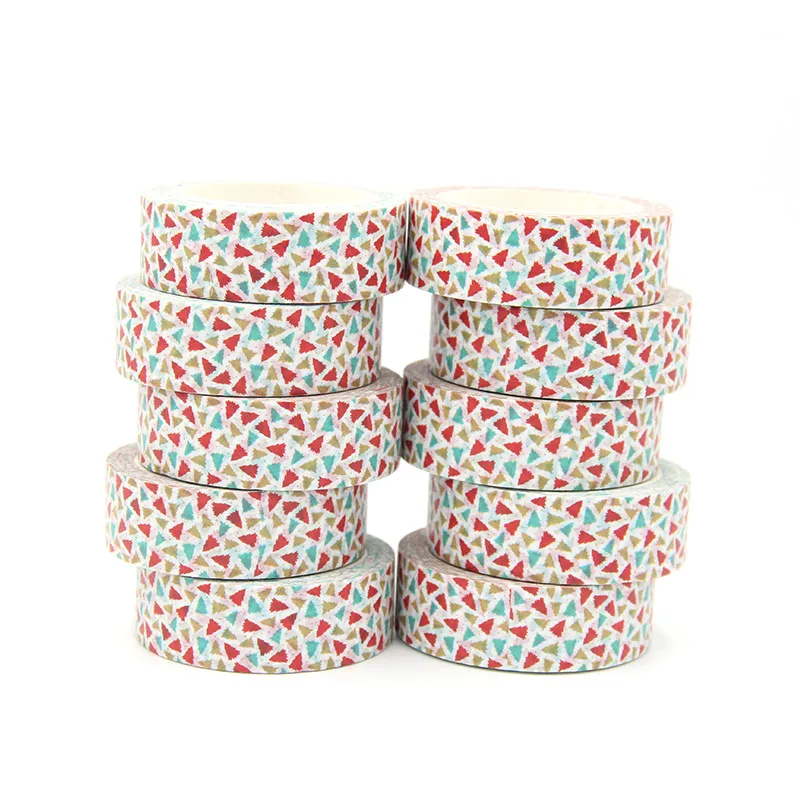 

New 10pcs/set 15MM*10M Colorful Trees Washi Tape stickers Scrapbooking DIY Craft Sticky Decorative Adhesive Masking Tape
