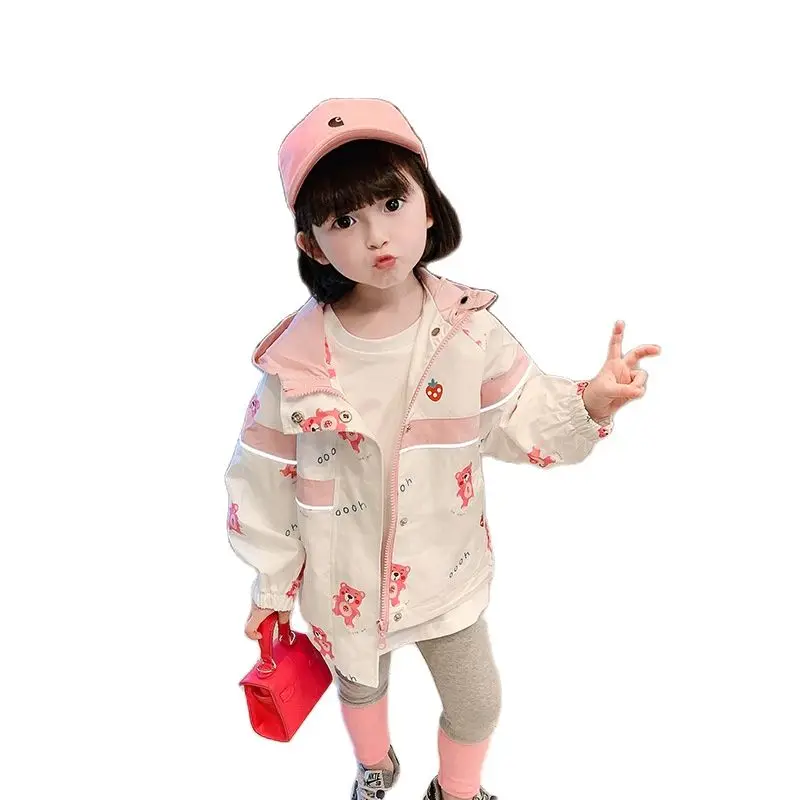 Модная Светоотражающая Повседневная летняя куртка для маленьких девочек 3M с мультяшным принтом, детское пальто с капюшоном, Весенняя детск...