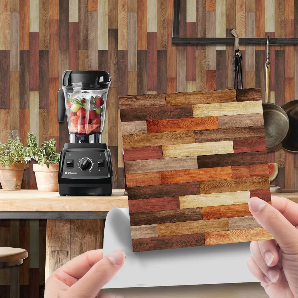 

Wood Grain Wall Stickers Tiles Sticker Self Adhesive Waterproof PVC Kitchen Bathroom Floors Stairs 3D Vinyl Film Decal Removable