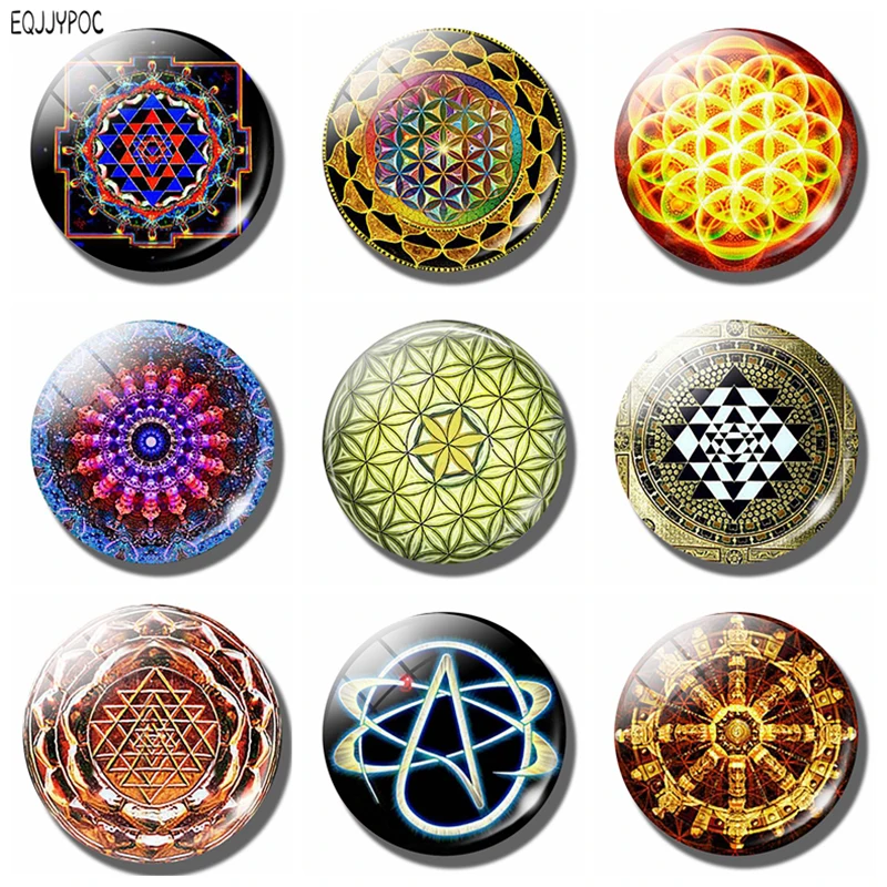 Солнечный цветок жизни 30 мм магнит на холодильник Декор для дома | Дом и сад