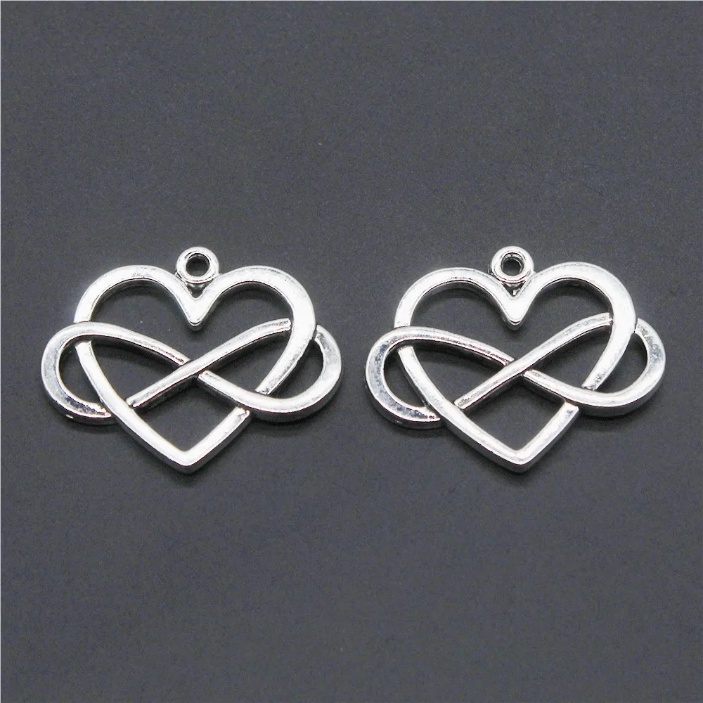 

10pcs Charms Heart Infinity Love Forever 22x27mm Antique Silver Color Pendants Making DIY Handmade Finding Jewelry