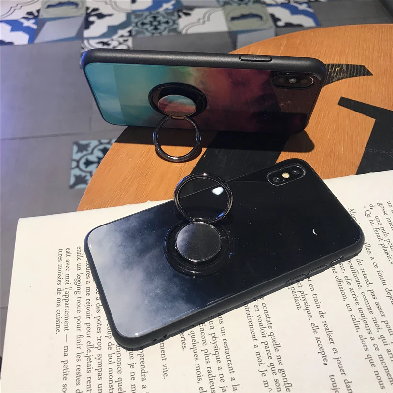 Роскошный красивый чехол для Iphone 11 Pro XS MAX XR X 6 7 8Plus с кольцом из закаленного
