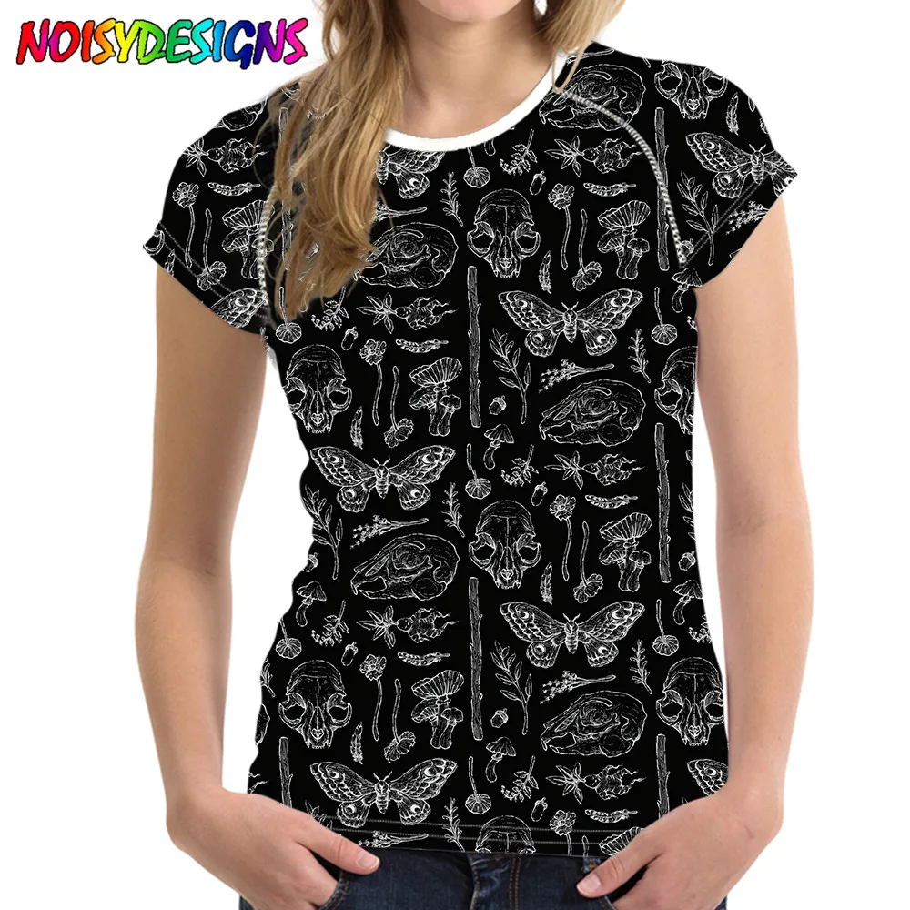 

NOISYDESIGNS Mushroom Painting Women T Shirt Short Sleeved Round Neck Tee 2021 Summer Fashion Female Tops T-shirty Damskie