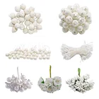 Белые, красные мини-тычинки для цветов, искусственная тычинка фруктов, цветок, ягоды тычинок для рукоделия, свадьбы, дня рождения, рождественской вечеринки, Декор