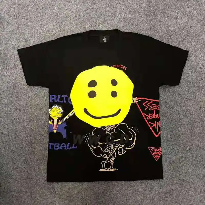 KANYE CPFM. XYZ w. W. C. D. Футболка с коротким рукавом и принтом смайлика из мультфильма граффити для мужчин и женщин, футболка с круглым вырезом, уличная одежда, пуловер, футболка - Цвет: pic color16