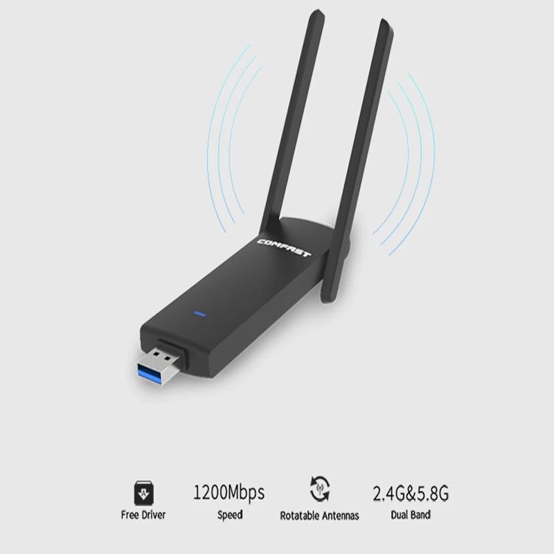 Usb Wifi адаптер 1200 Мбит/с двухдиапазонный Wi Fi ключ 2 4 ГГц + 5 компьютер AC сетевая карта