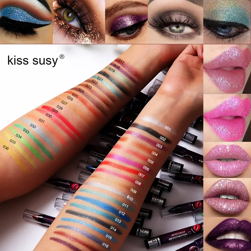 

New 36 Color Eye Shadow Pen Lip Pencil Waterproof 2 In 1 Ey Shadow Stick Waterproof Long Lasting Pearlescent Matte EyeShadow Pen