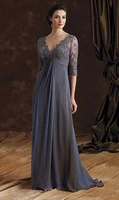 dark grey plus size mother of the bride dresses v neck lace chiffon vestido de madrinha appliques 2015 groom evening gowns