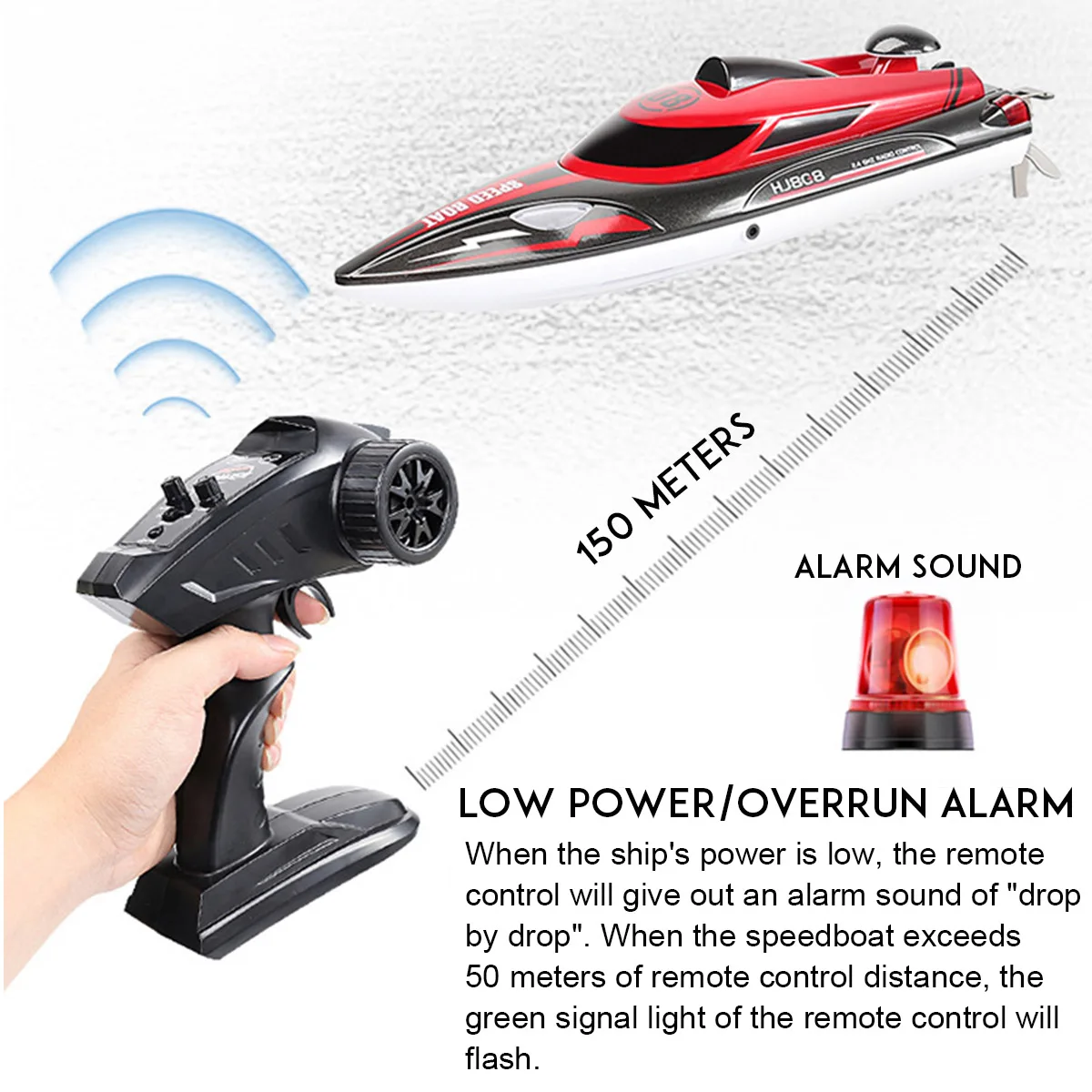 

2.4G HJ806 High Speed RC Racing Boat 150m Remote Control Distance Fast Racing Ship With Water Cooling System Children Model Toy