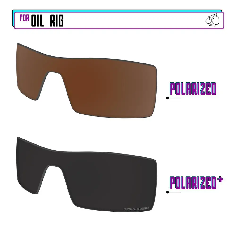 EZReplace Polarized Replacement Lenses for - Oakley Oil Rig Sunglasses - Black P Plus-Brown P